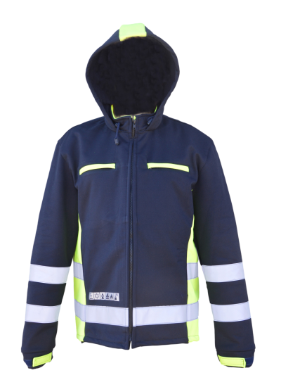 GIACCA SOFTSHELL C/BANDE BLU/GIALLO MULTINORMA