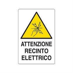 CARTELLO ATTENZIONE RECINTO ELETTETTRICO IN ALLUMINIO CM 20X30
